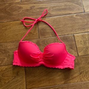 Hot pink scalloped halter bikini top